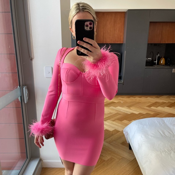 Catchall Pink Feather Dress - Size M - Picture 2 of 6